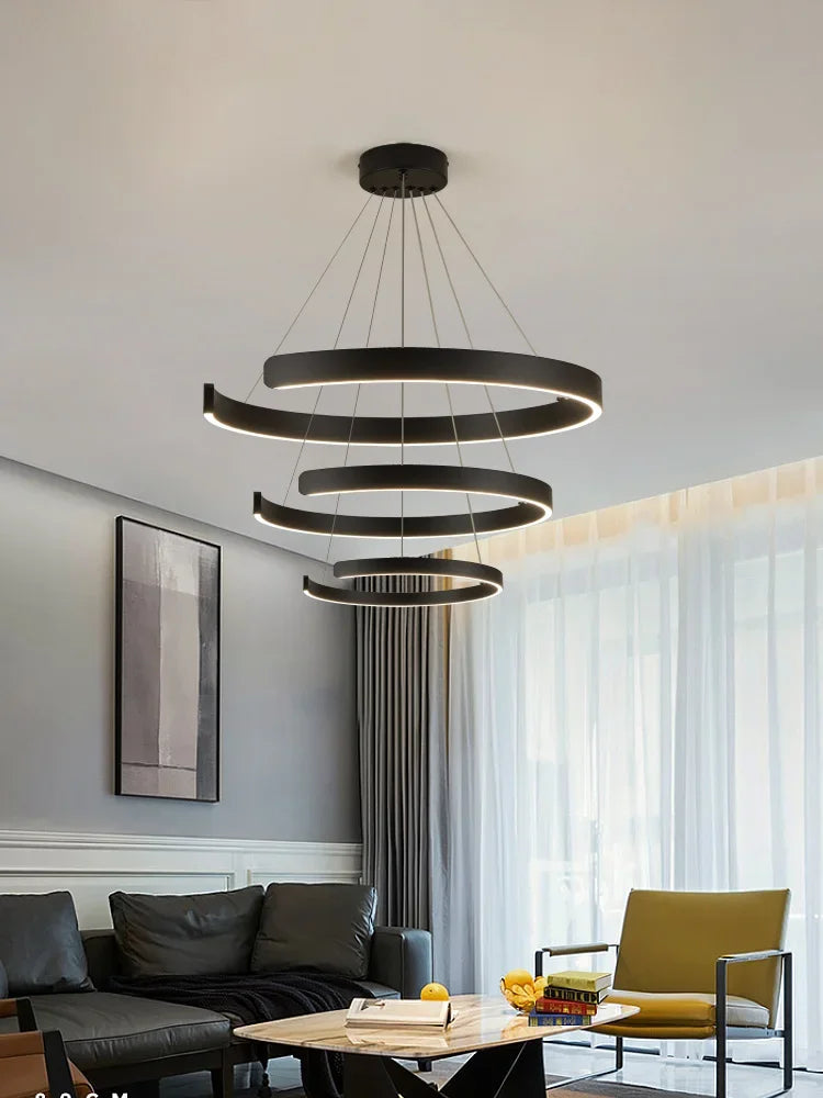 Axyaa Circular C-shaped Pendant Light for Modern Living Room & Dining Room