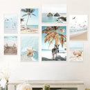 Axyaa Beach Vibes Canvas Poster: Starfish Shell Palm Tree Wall Art Print