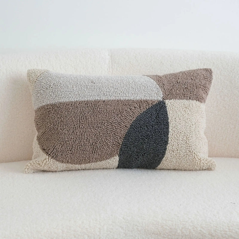 Axyaa Tufted Block Cushion Cover - Beige Black Brown Grey Modern Home Decor