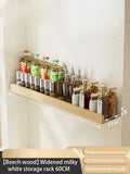 Axyaa Wood Spice Rack Organizer with Hooks for Kitchen Storage