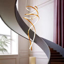 Axyaa Gold Spiral Staircase Chandelier for Dining Living Room Loft, Simple Luxury Hanging Lamps