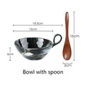 Axyaa Marble Pattern Ceramic Bowl with Handle, Set of 4