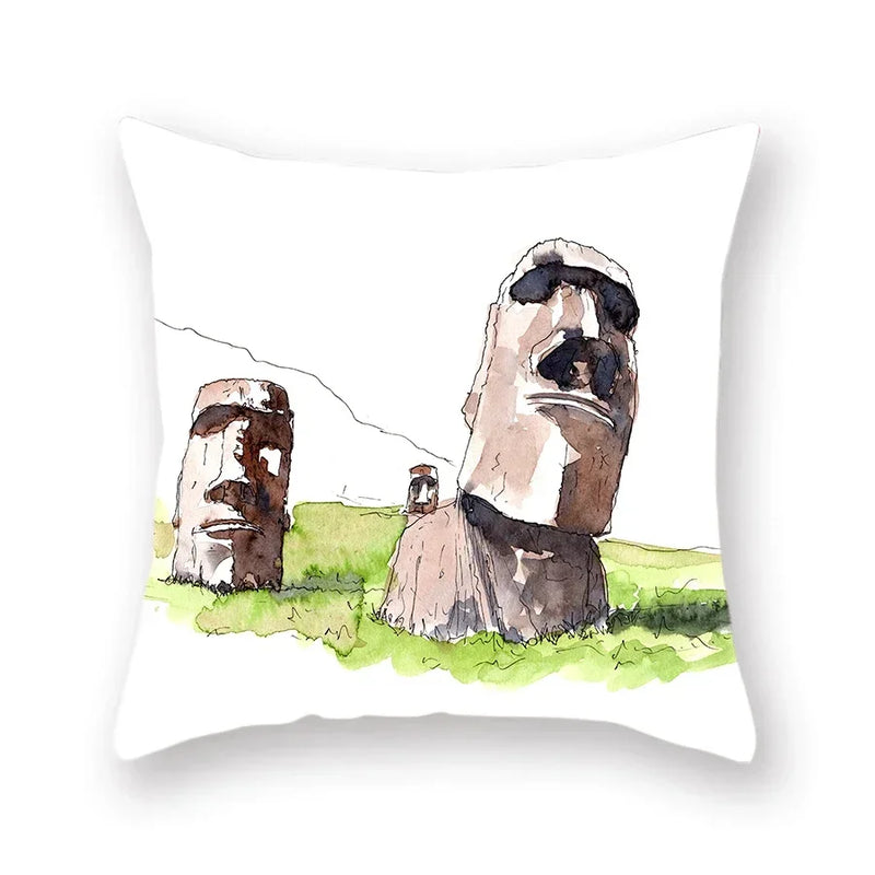 Axyaa World Buildings Printed Cushion Covers