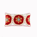 Axyaa Floral Alpaca Elephant Embroidered Lumbar Pillow Cover - Boho Style