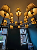 Axyaa Copper Fabric Chandelier: Luxury Nordic LED Pendant Light for Living Room and Dining Table