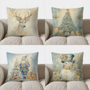 Axyaa Deer & Roses Floral Digital Print Pillow Cover for Sofa, Bed, Car