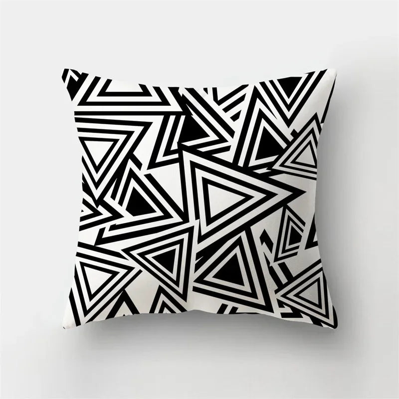 Yellow Black Geometric Cushion Cover - Wave Line Design by Axyaa