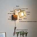 Axyaa Cube Glass LED Wall Lights - Walnut Wood Finish