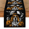 Axyaa Halloween Dog Bat Wizard Hat Table Runner for Kitchen Dining Party Decor