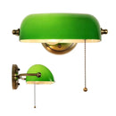 Axyaa Green Glass Bankers Wall Light with Pull Chain Switch
