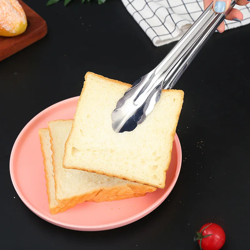 Axyaa Stainless Steel Food Tongs - Kitchen Buffet Clamp and Salad Steak BBQ Tool