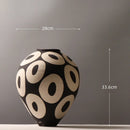 Axyaa Geometric Circles Ceramic Vase: Hand-drawn Flower Arrangement Pot