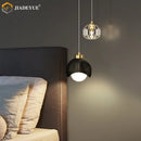 Axyaa Gold Crystal LED Bedside Pendant Light for Modern Living Room