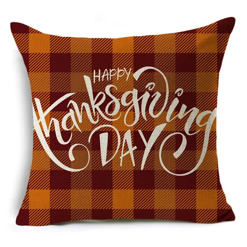 Axyaa Autumn Pumpkin Cushion Cover 18x18 Inches - Modern Thanksgiving Decor Pillowcase