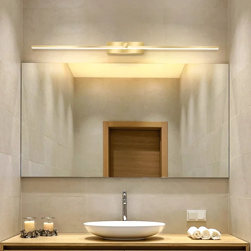 Axya Golden LED Wall Lamp for Bathroom & Bedroom Mirror, Modern Living Room Sconce