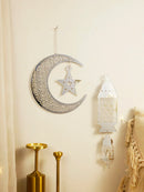 Silver Ramadan Moon & Star Acrylic Ornaments by Axyaa for Elegant Eid Decor