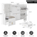 Axyaa 4-Drawer Shoe Cabinet with Hidden Stool & Adjustable Shelves