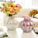 Axyaa Glass Vase: Pumpkin Flower Bud Shape Plant Pots for Table Decor