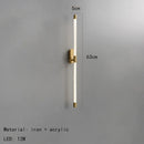Axyaa Acrylic Line LED Wall Lights Dimming in Gold Black Metal – Living Room Bedroom Aisle