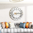Axyaa 32" Mirrored 3D Wall Clock with Sunburst Edge, Roman Numerals - Modern Home Decor