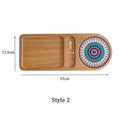 Axyaa Solid Wood Partition Tray: Stylish Tea Tray for Desserts, Snacks, and Drinks