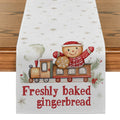 Axyaa Christmas Gingerbread Snowflake Table Runner for Home Wedding Centerpieces
