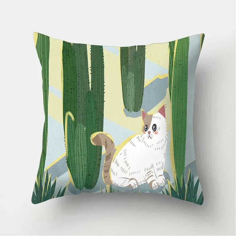 Cat Pattern Cushion Cover for Axyaa Brand Decorative Throw Pillow.