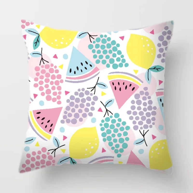 Axyaa Tropical Fruits Cushion Cover Watermelon Pineapple Decorative Pillow Case
