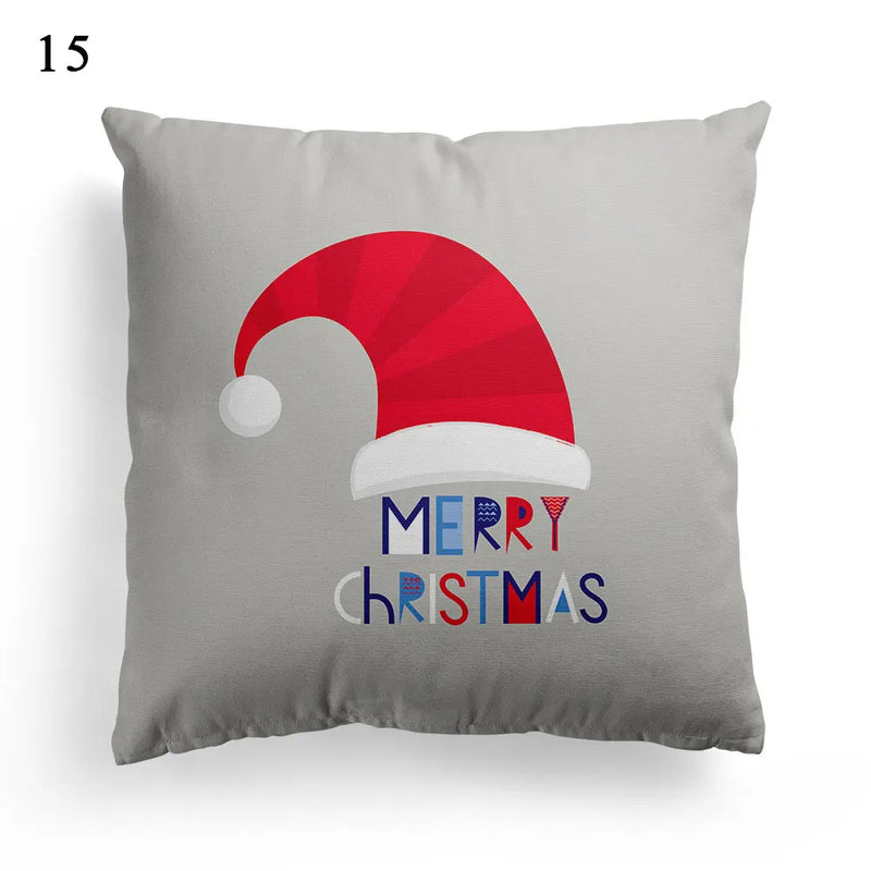Axyaa Merry Christmas Santa Square Cushion Cover for Sofa and Home