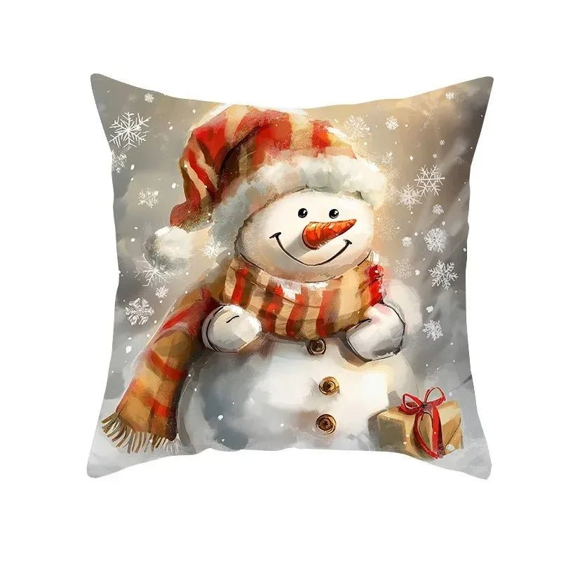 Axyaa Winter Snowman Pillowcase - Festive Sofa Decor & Gift