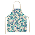 Axyaa Tropical Pineapple Flowers Adult Bib Apron - Green Palmetto Plant Kitchen Apron