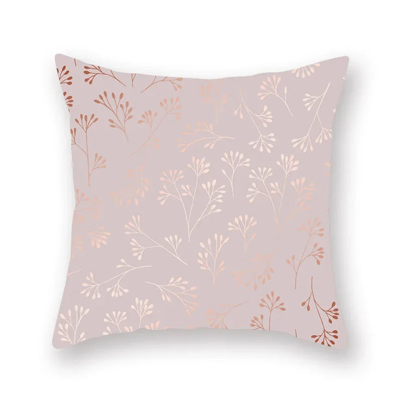 Axyaa Pink Gold Geometry Polyester Pillow Case 45*45cm Square