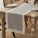 Axyaa Grey Coffee Zigzag Wreath Table Runner 13.7x72"