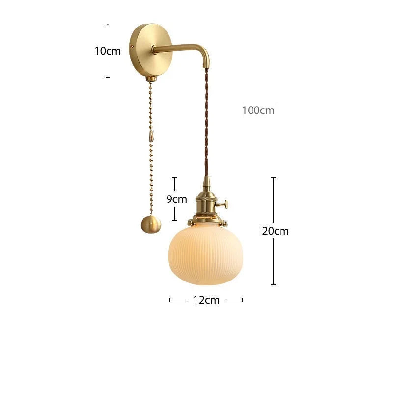 Axyaa Nordic LED Wall Light - Adjustable Copper Ceramic Fixture for Bedroom Living Room