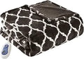 Axyaa Ogee Print Plush Electric Blanket: Fast Heating, Auto Shut Off, Multi Heat Settings