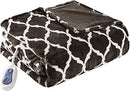 Axyaa Ogee Print Plush Electric Blanket: Fast Heating, Auto Shut Off, Multi Heat Settings