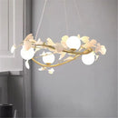 Axyaa Petal Shell Pendant Lights: Romantic Gold Hanging Chandeliers for Home Decor
