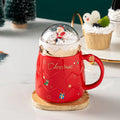 Axyaa Santa Claus Ceramic Coffee Mug with Snow Globe Lid - Christmas Gift
