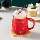 Axyaa Santa Claus Ceramic Coffee Mug with Snow Globe Lid - Christmas Gift