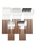 Axyaa Stainless Steel Cutlery Set with Imitation Wooden Handles