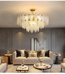 Axyaa French Cream Glass Chandelier Modern Minimalist Art for Living Room