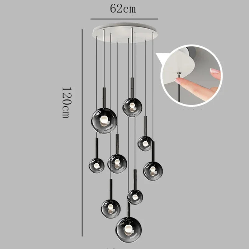 Axyaa Nordic Spherical Pendant Chandelier for Indoor Lighting in Dining Room