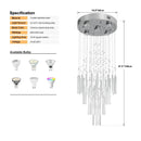 Axyaa Crystal LED Pendant Chandelier for Modern Stairs – Luxe Ceiling Lighting