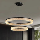Axyaa Black Rings Pendant Lights: Modern, Minimalist Chandelier with Remote Control