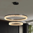 Black Rings Pendant Lights Modern Chandelier Dimmable Remote Lamp for Home Decoration by Axyaa
