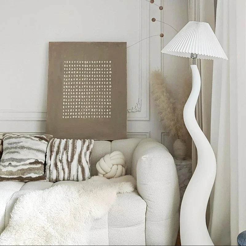 Axyaa Curved Nordic Cream Floor Lamp for Living Room & Bedroom