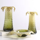 Axyaa Gradient Glass Vase & Fruit Plate Combo: Stylish Home Decor & Storage Solution