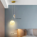 Axyaa Astronaut Landing Boys' Bedside Pendant Light: LED Decorative Chandelier for Children's Room