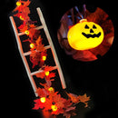 Axyaa Autumn Maple Leaf and Pumpkin Lantern Light String for Halloween Decor