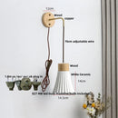 Axyaa Nordic Modern LED Wall Sconce Natural Wood & Ceramic Bathroom Mirror Light